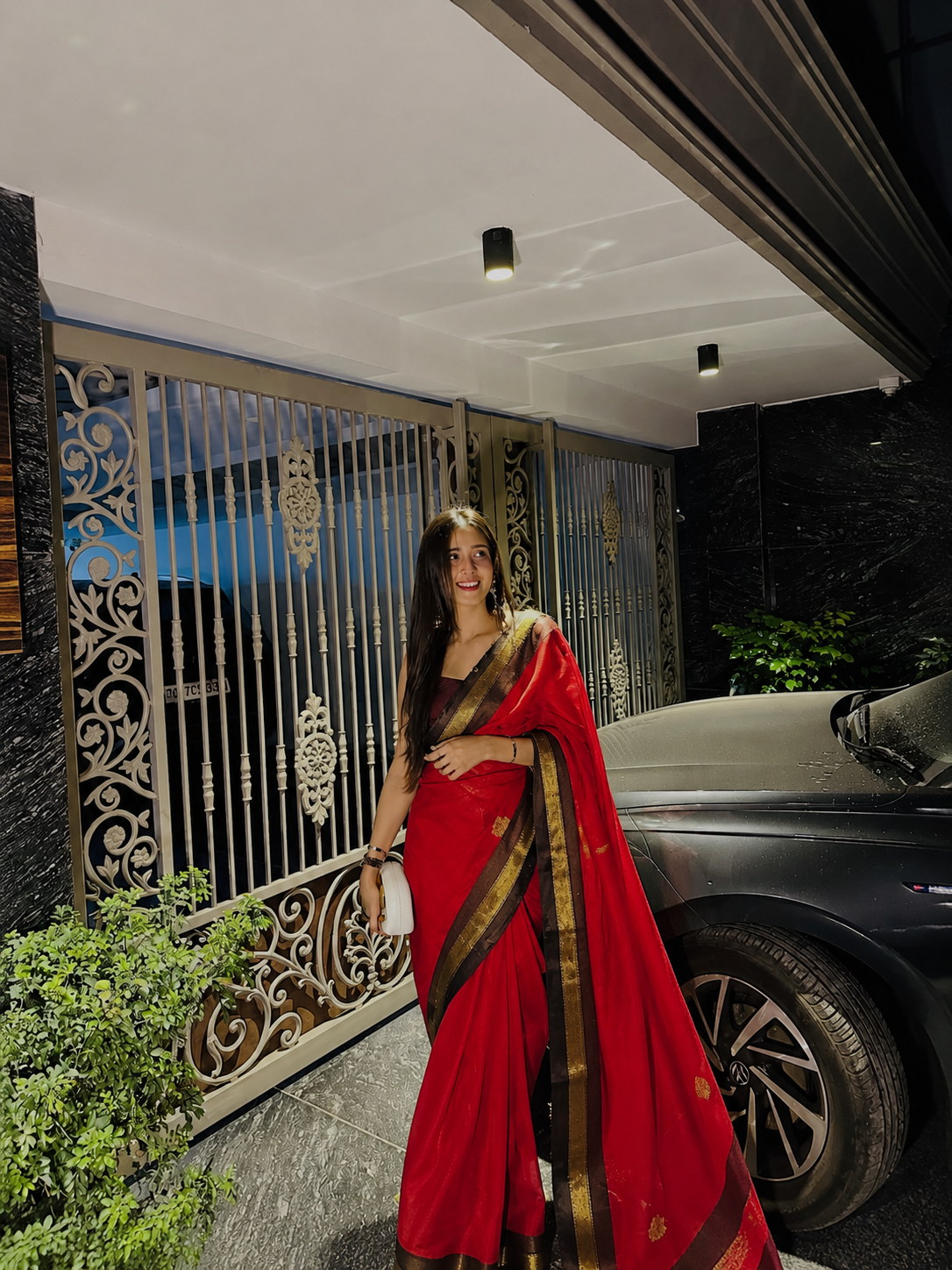 RED BROWN SOFT COTTON SILK TIMELESS CRIMSON SAREE