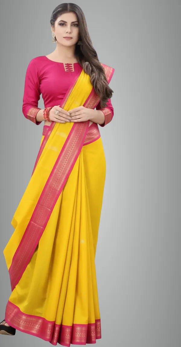 MANGO PINK SOFT COTTON SILK PEACH BLOSSOM GLEAM SAREE FOR WOMEN