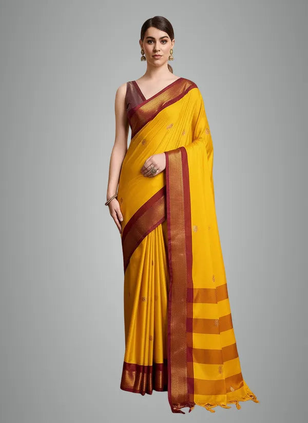 MANGO BROWN SOFT COTTON SOLK DRIFT SAREE