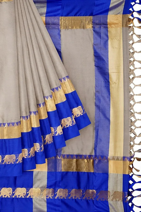 TUSAR SKY BLUE SOFT COTTON SILK MIRAGE SAREE